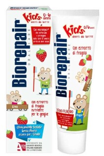 Biorepair Kids Truskawkowa pasta do zębów dla dzieci 0-6 lat 50 ml