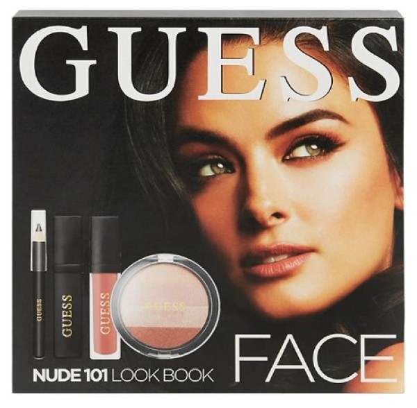 Guess Face Lookbook Nude 101 - Eyeshadow Compact 2x 7 g + Volumizing Black Mascara 4 ml + Matte Liquid Lipstick 4 ml + Black Eye Liner 0,5 g